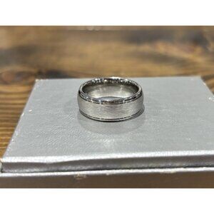Triton 8mm Tungsten Satin Double Grooved Polished Band Ring 8